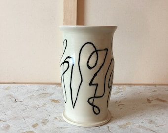 Oval Vase with Abstract Drawing - Composition 001