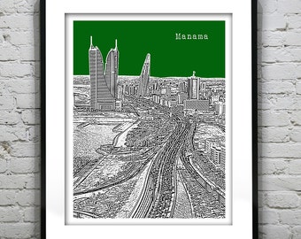Manama Bahrain Poster Art Print Skyline