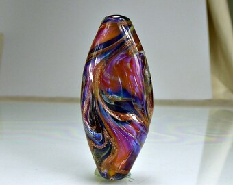 Blue Pink Lampwork Focal Bead SRA GLass Focal Bead
