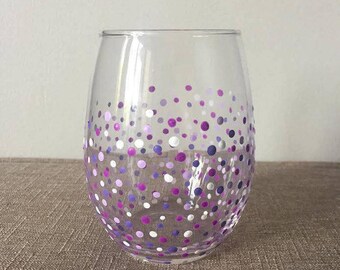 Confetti Painted Stemless Wine Glass