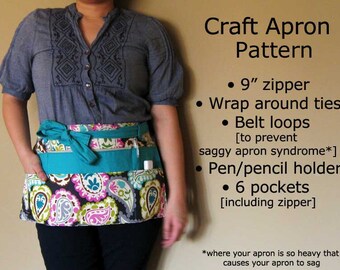 Instant Download: Craft Show Apron Vendor Show Apron Half with Zipper Pattern as seen on BH&G DIY magazine