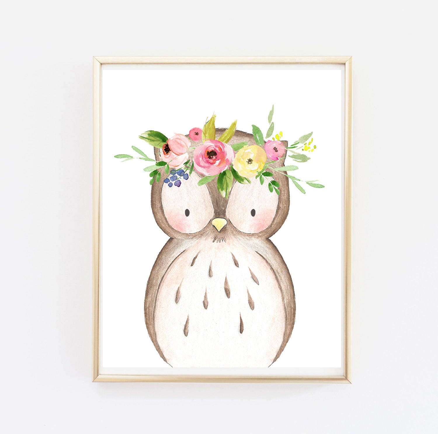 Boho Owl Printable Wall Art Floral Owl Nursery Art Print