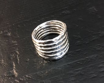 Silver Stacked Ring - Six Bands in One