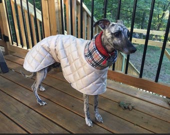 Whippet waterproof winter coats with a long fleece neck.