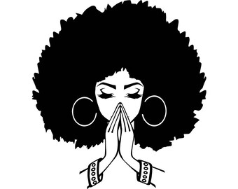 Black Women Praying Nubian Princess Queen Afro Hair Beautiful African Female Lady SVG .EPS .PNG Vector Clipart Digital Circuit Cut Cutting