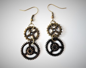 Steampunk Earrings Brass Gears