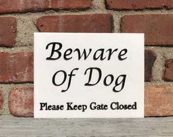 Beware of Dog Azek Board Wall Plaque Laser Engraved Personalized Custom Sign 855 by SignsByAllSeasons