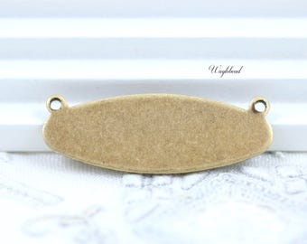 Oval Connector Stampings Loops on Top Pendant Antique Brass - 4 .