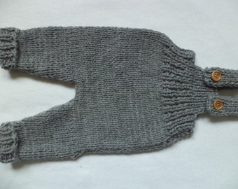 Bib & brace Dungarees 50/56 Merino Wool knitted pants baby pants