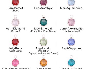 ADD ON birthstones swarovski gold plated silver plated birthstone charm / 001