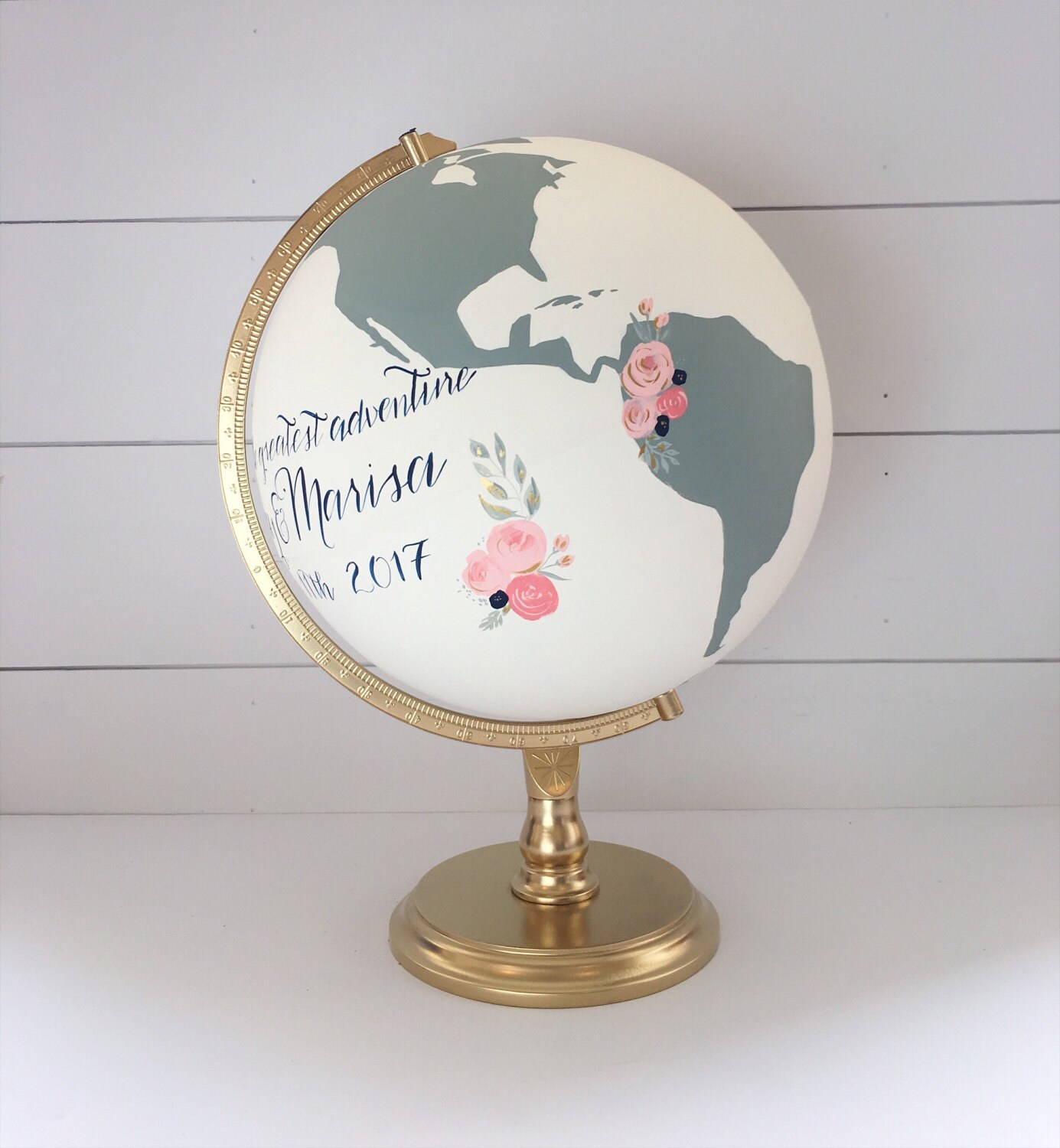 Globe Wedding Guestbook World Globe CUSTOM Color and Quote