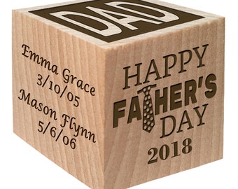 2018 First Fathers Day Gift -Father's Unique Gift Keepsake Personalized Custom Engraved wooden baby blocks girl baby boy Children gift