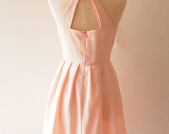 Love Potion - Pale Peach Dress Vintage Sundress Peach Pink Party Dress Audrey Hepburn Inspired Backless Dress Bridesmaid Wedding Prom Dress