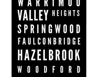 Tram Scroll / Bus Scroll - featuring Blue Mountains towns.