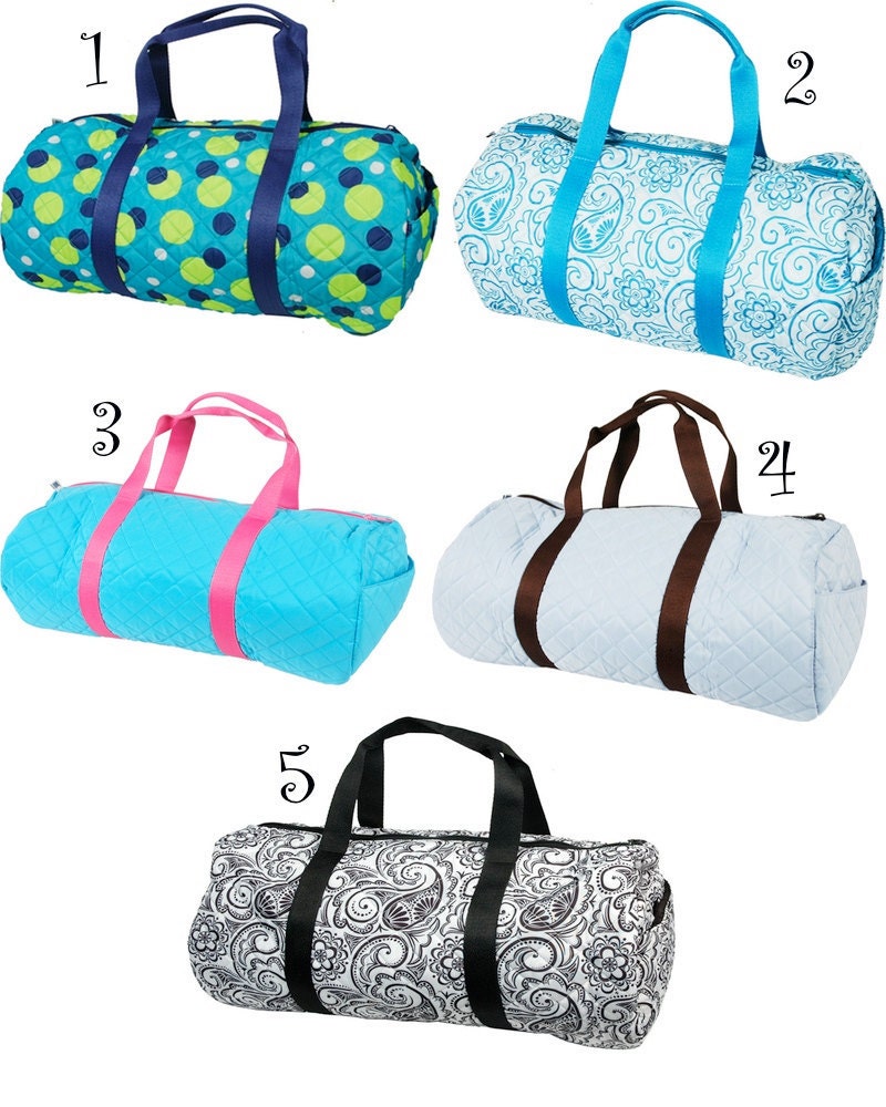 PERSONALIZED Round Duffle Bag with inside zipper pocket and