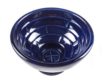 Medium Indigo Ceramic Shaving Scuttle Mug Bowl Handmade