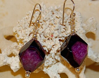 Purple Agate and Sterling Silver Earrings