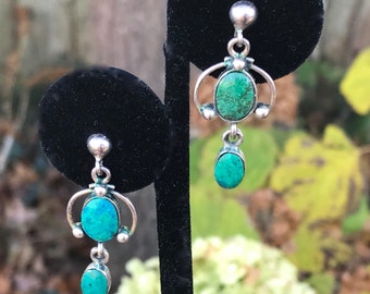 Turquoise and Sterling Drop Earrings