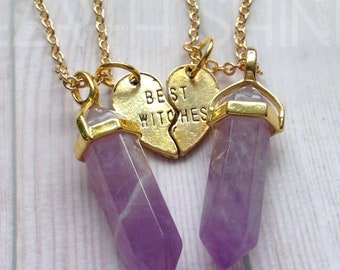 Best Witches Crystal necklaces, YOUR CHOICE OF gemstone, best friends necklace set