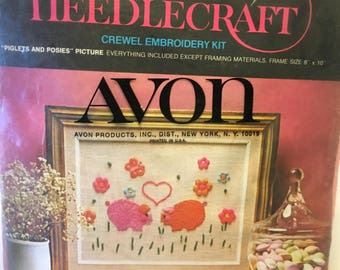 1973 Avon Piglets and Posies Crewel Kit
