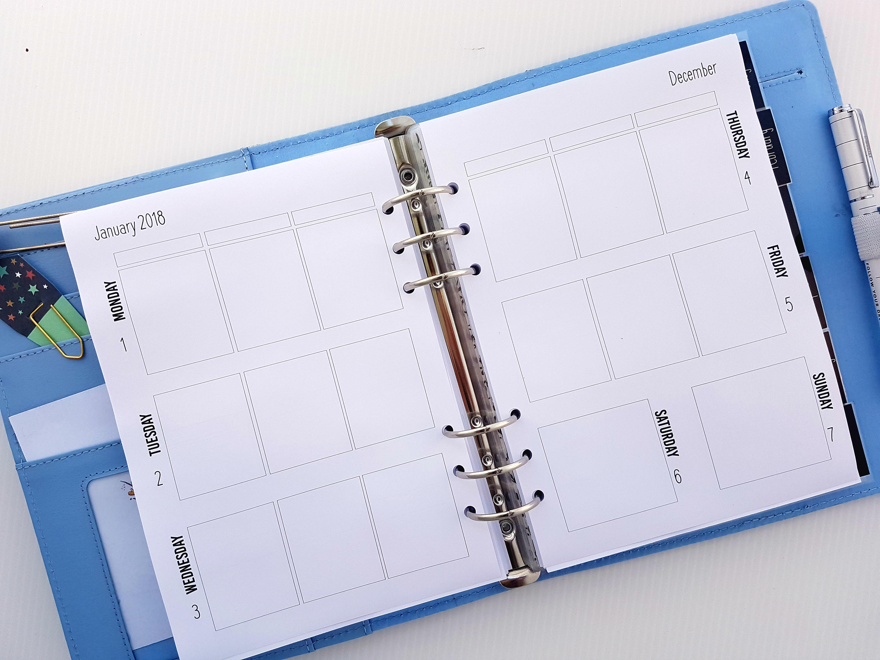 A5 Horizontal WO2P Planner Inserts Erin Condren planner size