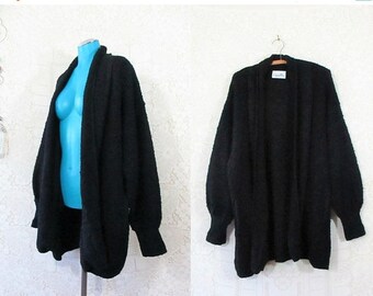 30% OFF FLASH SALE Vtg 90s Oversized Chunky Boucle Knit Open Front Cardigan Sweater || Xl plus size ||