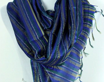 Striped Print Scarf (Blue)