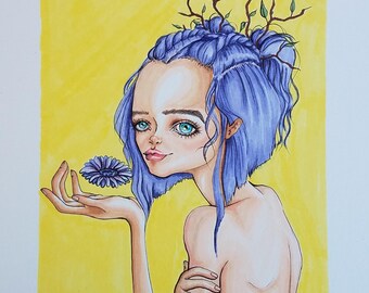 Purple Daisy Flower Girl