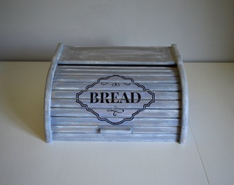 Blue Bread Box-Distressed-Rustic-Country-Shabby Chic- Bread Box Wood-Wooden Bread Box-Vintage-French Style-Bread Bin-Breadbox-Bread Box