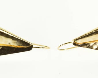14k Hammered Textured Curved Coiled Hook Back Earrings Gold