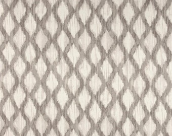 Two 96" x 50" Custom Curtain Panels - Ripa Trellis -Shell