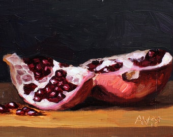 Pomegranate Framed Original Oil Painting Framed Still Life by Aleksey Vaynshteyn