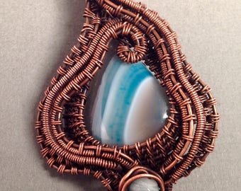 Teal Banded Botswana Agate Pendant/ Crystal Healing Pendant/Protection Necklace