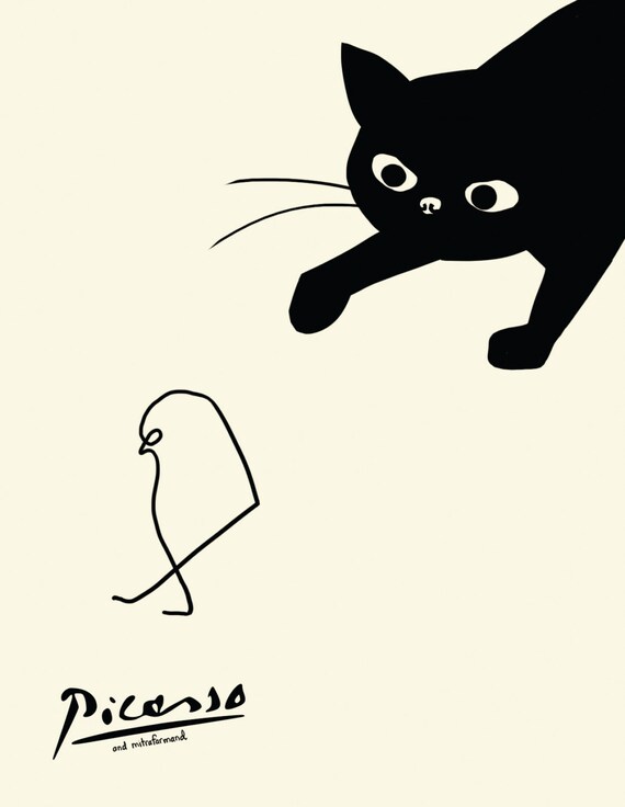 Download black cat cards 3 picasso card cat stalking bird card