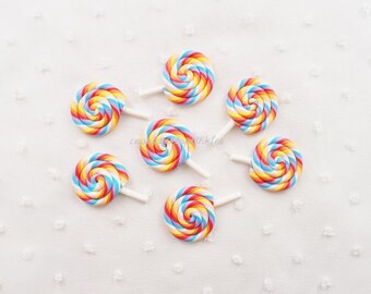 5pcs - Starbright Clay Swirl Lollipop Decoden Cabochon (25x38mm) CLY10012