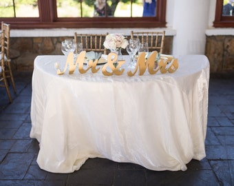 Vintage Gold Mr and Mrs Sign Wedding Sweetheart Table Decor Mr & Mrs Wooden Letter Large Thick Mr and Mrs Wedding Sign (Item - MTS100)