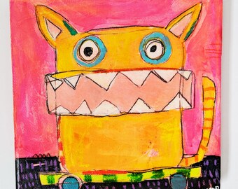 Unhinged Kitty Original Painting