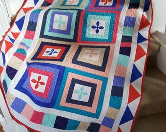 Lap Quilt, Small Quilt, Throw Quilt, Colorful Quilt