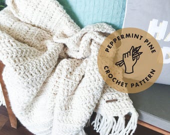 Rothmere Fringe Throw Blanket - CROCHET PATTERN - Chunky Afghan Blanket Instant Download