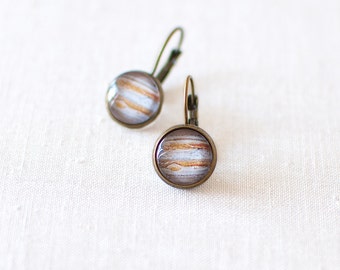Planet Jupiter Earrings. Solar System Earrings. Space Earrings. Universe Earrings. Jupiter Stud Earrings.
