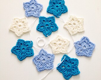 Nursery Decor, Nursery Bunting, Crochet Garland, Banner, New Baby Gift, Blue Stars, Star Garland, Boys Room, Gift for a Boy