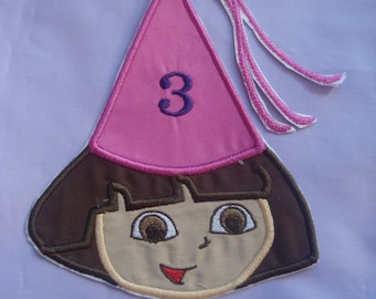 Dora Birthday Hat Iron on patch