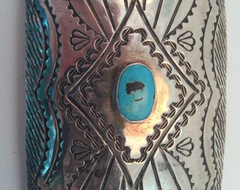 Vintage Navajo Albert Bighand Sterling Belt Buckle
