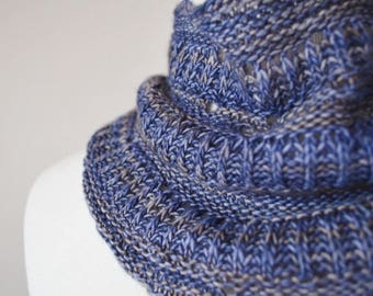 Miniature Moon Scarflette--Hand Knit Mini-Scarf in Soft Wool. Headwrap, Mini Neckerchief, Button Cowl, 100% Merino Wool Luxury Boho Handknit