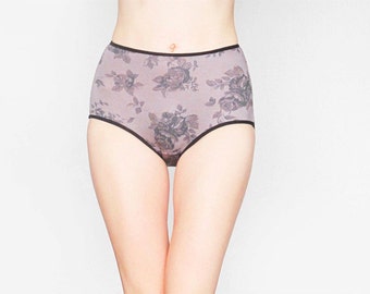 Roses Patterned Hipster style Panties by Egretta Garzetta handmade underwear