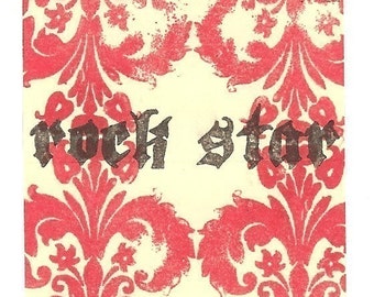 Rock Star unmounted word rubber stamp zNe