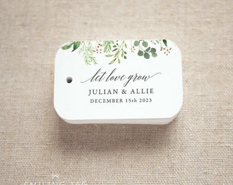 Greenery Let Love Grow Wedding Favor Tags - Personalized Gift Tags - Wedding Favor Tags - Bridal Shower Tags - Set of 20 (Item code: J746)