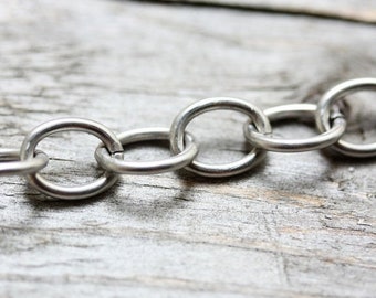 SALE 6ft Stainless Steel 9mm x 11mm Round-ish Large Link Shiny Cable Chain, 16g Unsoldered, Strong