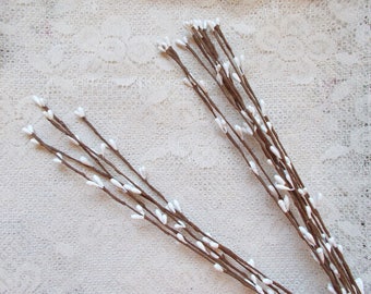 Pip Berry Stems, Scrapbook Embellishment, Card Making, Mixed Media, White, Flower Stamen, 5 or 10 Stems