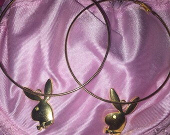 Playboy Bunny Faux Gold Hoops 70s 90s y2k style